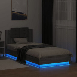 Berkfield Bed Frame With Led Without Mattress Grey Sonoma 90X200 Cm - thumbnail 4