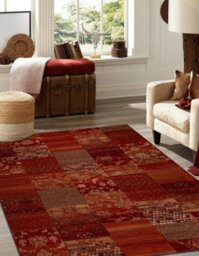 RugsX Wool Carpet Kashqai 4327 300 Patchwork Claret   160X240 Cm - thumbnail 1