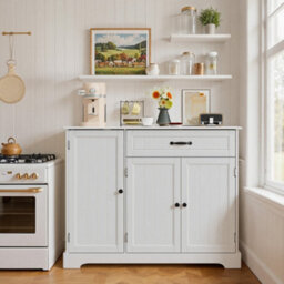 Bealife Sideboard Cabinet, Kitchen Storage Cupboard With Drawer, 3-Tier Door Storage And 2-Door Cabinet, Anti-Tip Design - thumbnail 7