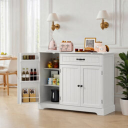 Bealife Sideboard Cabinet, Kitchen Storage Cupboard With Drawer, 3-Tier Door Storage And 2-Door Cabinet, Anti-Tip Design - thumbnail 3