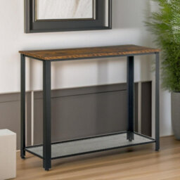 Pirlo Plush Industrial Rustic Console Table With 2 Shelves - thumbnail 2