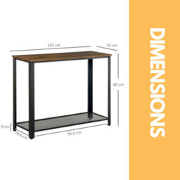 Pirlo Plush Industrial Rustic Console Table With 2 Shelves - thumbnail 8