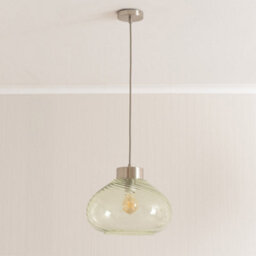 Valuelights Corinne Twill Spiral Green Glass Brushed Chrome Capped Ceiling Pendant Light - thumbnail 5