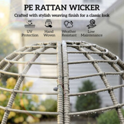 Light Grey Standing Garden Egg Chair With Footstool Rattan Outdoor Lounge Chair - thumbnail 6