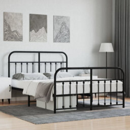 Berkfield Metal Bed Frame With Headboard And Footboard Black 140X200 Cm - thumbnail 1
