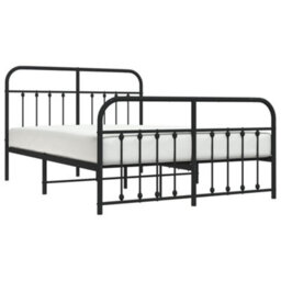 Berkfield Metal Bed Frame With Headboard And Footboard Black 140X200 Cm - thumbnail 3