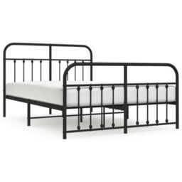 Berkfield Metal Bed Frame With Headboard And Footboard Black 140X200 Cm - thumbnail 2