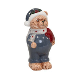 Four Candle Ceramic Bear In Winter Blue Christmas Decoration - thumbnail 1