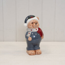 Four Candle Ceramic Bear In Winter Blue Christmas Decoration - thumbnail 2