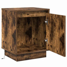 Berkfield Modern Bedside Cabinet With Led Lights Smoked Oak 39X34,5X50 Cm - thumbnail 5