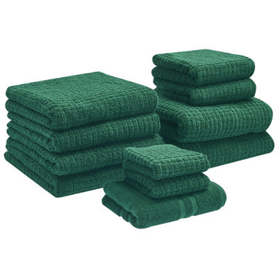 Beliani Set Of 11 Towels Atai Cotton Green - image 1