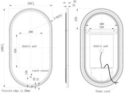 Affine Oval Led Mirror Touch Designer Bathroom Demister Mains Brushed Brass 550X1000mm - thumbnail 4