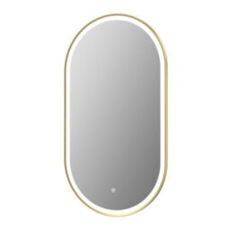 Affine Oval Led Mirror Touch Designer Bathroom Demister Mains Brushed Brass 550X1000mm - thumbnail 3