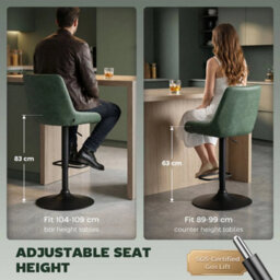 Green Adjustable Bar Stools Set Of 2 Swivel Bar Chairs With Back Footrest - thumbnail 3