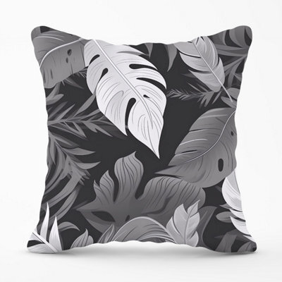Warren Reed Designer Black White Tropical Leaves Outdoor Cushion 45Cm X 45Cm - image 1