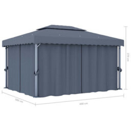 Berkfield Gazebo With Curtain 4X3 M Anthracite Aluminium - thumbnail 7