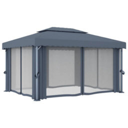 Berkfield Gazebo With Curtain 4X3 M Anthracite Aluminium - thumbnail 4