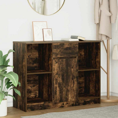 Berkfield Sideboard With Drawer Smoked Oak 101X35X76 Cm Engineered Wood - image 1