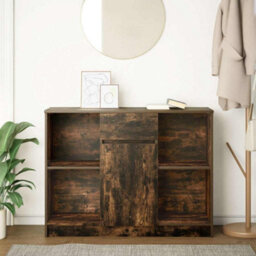Berkfield Sideboard With Drawer Smoked Oak 101X35X76 Cm Engineered Wood - thumbnail 3