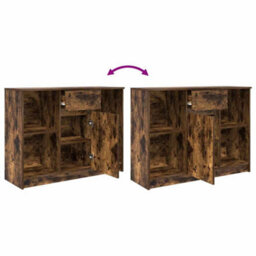 Berkfield Sideboard With Drawer Smoked Oak 101X35X76 Cm Engineered Wood - thumbnail 9