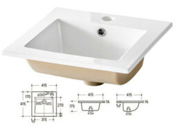 Impact Furniture Small Bathroom Vanity With Sink Wall Hung Unit 400mm Cloakroom Cabinet With Drawers White Gloss Oak Aruba - thumbnail 6