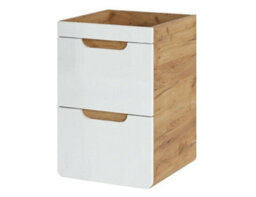 Impact Furniture Small Bathroom Vanity With Sink Wall Hung Unit 400mm Cloakroom Cabinet With Drawers White Gloss Oak Aruba - thumbnail 4