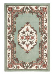 Green Traditional Wool Rug, Handmade Rug With 25mm Thickness, Green Floral Rug For Bedroom, & Living Room-120Cm X 180Cm