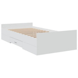 Berkfield Bed Frame With Drawers Without Mattress White 75X190 Cm Small Single - thumbnail 3