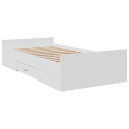 Berkfield Bed Frame With Drawers Without Mattress White 75X190 Cm Small Single - thumbnail 6