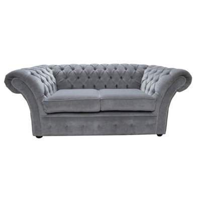 Chesterfield 2 Seater Pimlico Grey Fabric Sofa Settee Bespoke In Balmoral Style - image 1