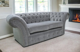 Chesterfield 2 Seater Pimlico Grey Fabric Sofa Settee Bespoke In Balmoral Style - thumbnail 5