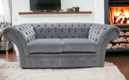 Chesterfield 2 Seater Pimlico Grey Fabric Sofa Settee Bespoke In Balmoral Style - thumbnail 4