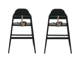 Safetots Two Pack Of Simply Stackable Wooden High Chairs, Black, Highchairs For Baby And Toddler, Stylish And Practical