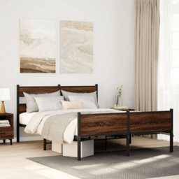 Berkfield Bed Frame Without Mattress Brown Oak 140X200 Cm Engineered Wood