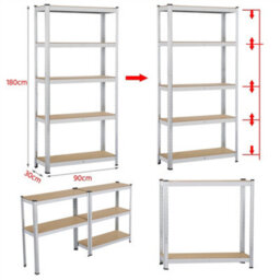 Yaheetech Set Of 2 5 Tier Metal Storage Shelves For Office Living Room Silver - thumbnail 4