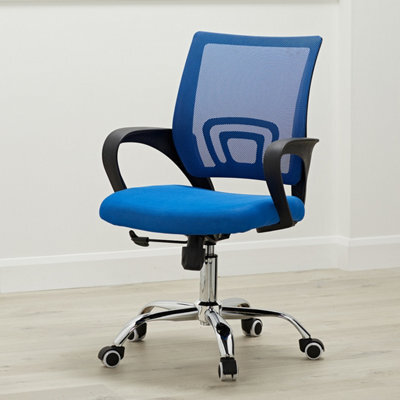 LPD Tate Blue Mesh Back Office Chair Ergonomic Swivel Design With Chrome Base H101 W57 D56Cm - image 1