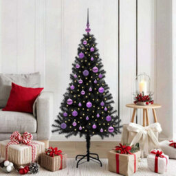 Vidaxl Christmas Tree With 150 Leds With Stand Black 150 Cm Pvc - thumbnail 1