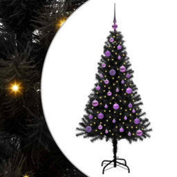 Vidaxl Christmas Tree With 150 Leds With Stand Black 150 Cm Pvc - thumbnail 2