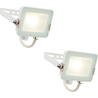2 Pack Outdoor Waterproof Led Floodlight - 10W Cool White Led - Matt White - image 1