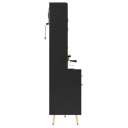 Abrihome Modern Sideboard With Led Lighting, Tall Cabinet For Kitchen And Living Room, Storage Cabinet, Drawer And Glass Shelves, Black - thumbnail 9