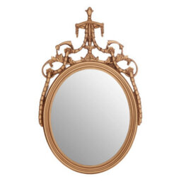 Orsina Gold Finish Oval Acanthus Leaf Wall Mirror,decorative Mirror With Bellflower Motifs,hollywood Regency Mirror - thumbnail 1
