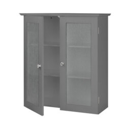 Teamson Home Wall Mounted Bathroom Cabinet With 2 Textured Glass Doors, Bathroom Storage, Grey - thumbnail 5