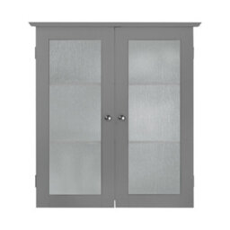 Teamson Home Wall Mounted Bathroom Cabinet With 2 Textured Glass Doors, Bathroom Storage, Grey - thumbnail 2