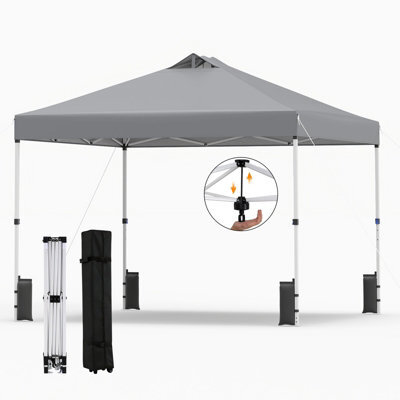 Gainoom 300 X 300 Cm Pop Up Grey Canopy Tent 1 Person Easy Setup Gazebo Shelter W/ Sandbags - image 1