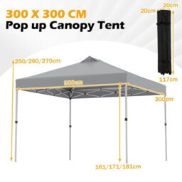 Gainoom 300 X 300 Cm Pop Up Grey Canopy Tent 1 Person Easy Setup Gazebo Shelter W/ Sandbags - thumbnail 2