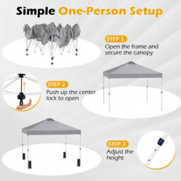 Gainoom 300 X 300 Cm Pop Up Grey Canopy Tent 1 Person Easy Setup Gazebo Shelter W/ Sandbags - thumbnail 4