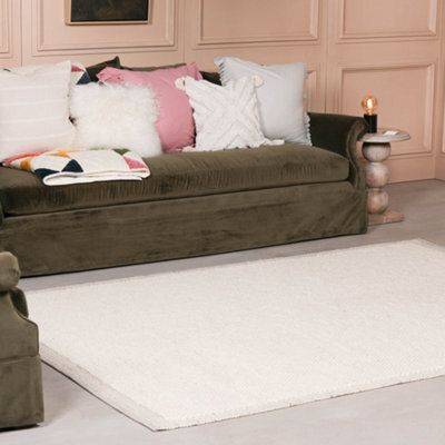 Milo Ivory Chunky Textured Pebble Weave Wool Border Rug 170X120Cm - image 1