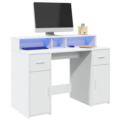 Walplus Desk With Led Lights White 120X55X91 Cm Engineered Wood - image 1