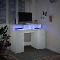 Walplus Desk With Led Lights White 120X55X91 Cm Engineered Wood - thumbnail 5