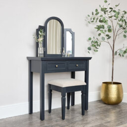 Melody Maison Large Dressing Table, Mirror & Stool Set - Daventry Navy Black Range - thumbnail 5